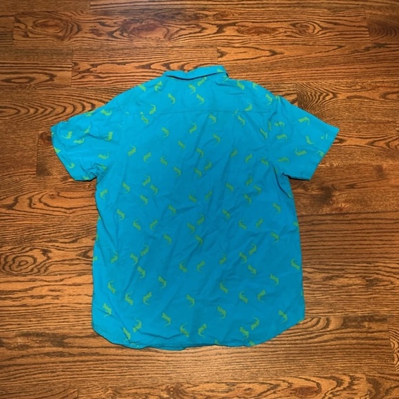 Plugg Vintage Mens Lizard Gecko Print Casual Button Down/Up Shirt, Size Medium - Picture 8 of 8